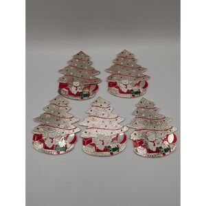 Lot 5 Wm. A. Rogers LTD Japan Christmas Tree Trivets Silver Plated Bear Train